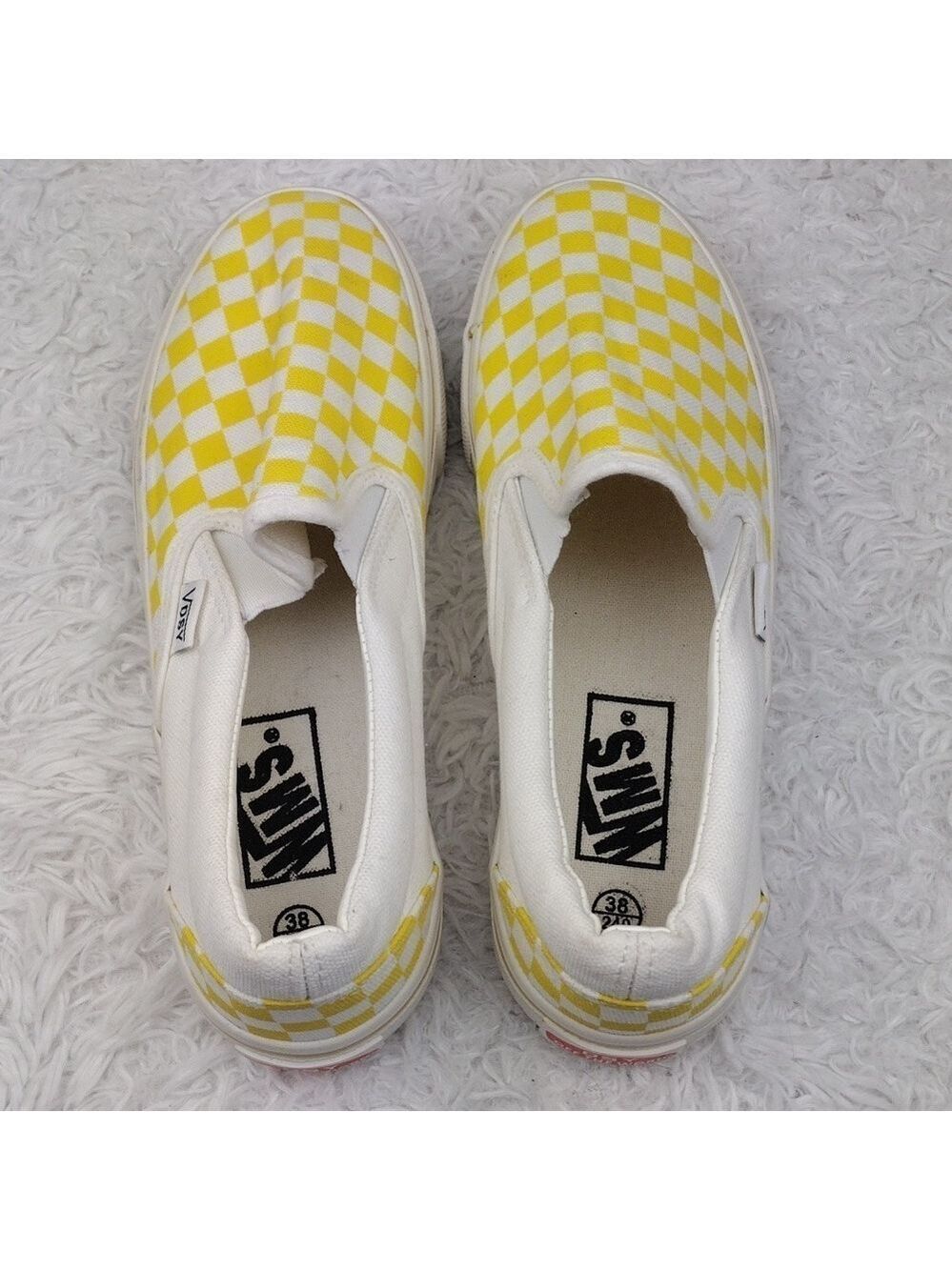 Vans DSY Off The Word Yellow Checkered Canvas Round Toe Low Top Slip-On Sneaker - Picture 6 of 16